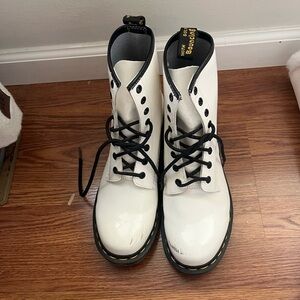 Dr. Martens White Leather Boots with Black Laces